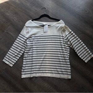 H&M Cream and Black Striped Top